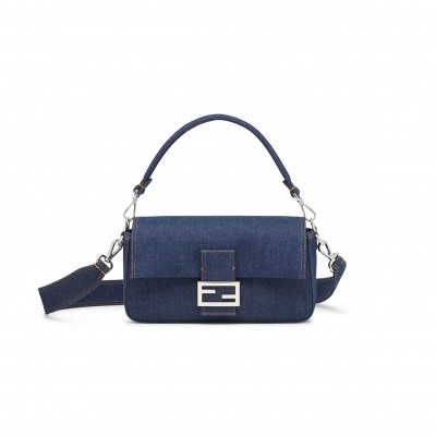 FENDI BAGUETTE BLUE DENIM BAG 8BR600AL9WF0KR1 (27*15*6cm)